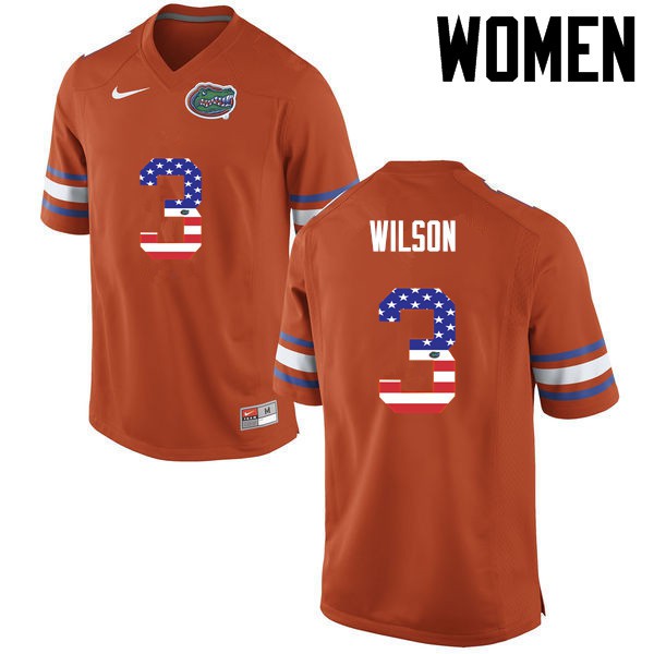 Florida Gators Women #3 Marco Wilson College Football Jersey USA Flag Fashion Orange